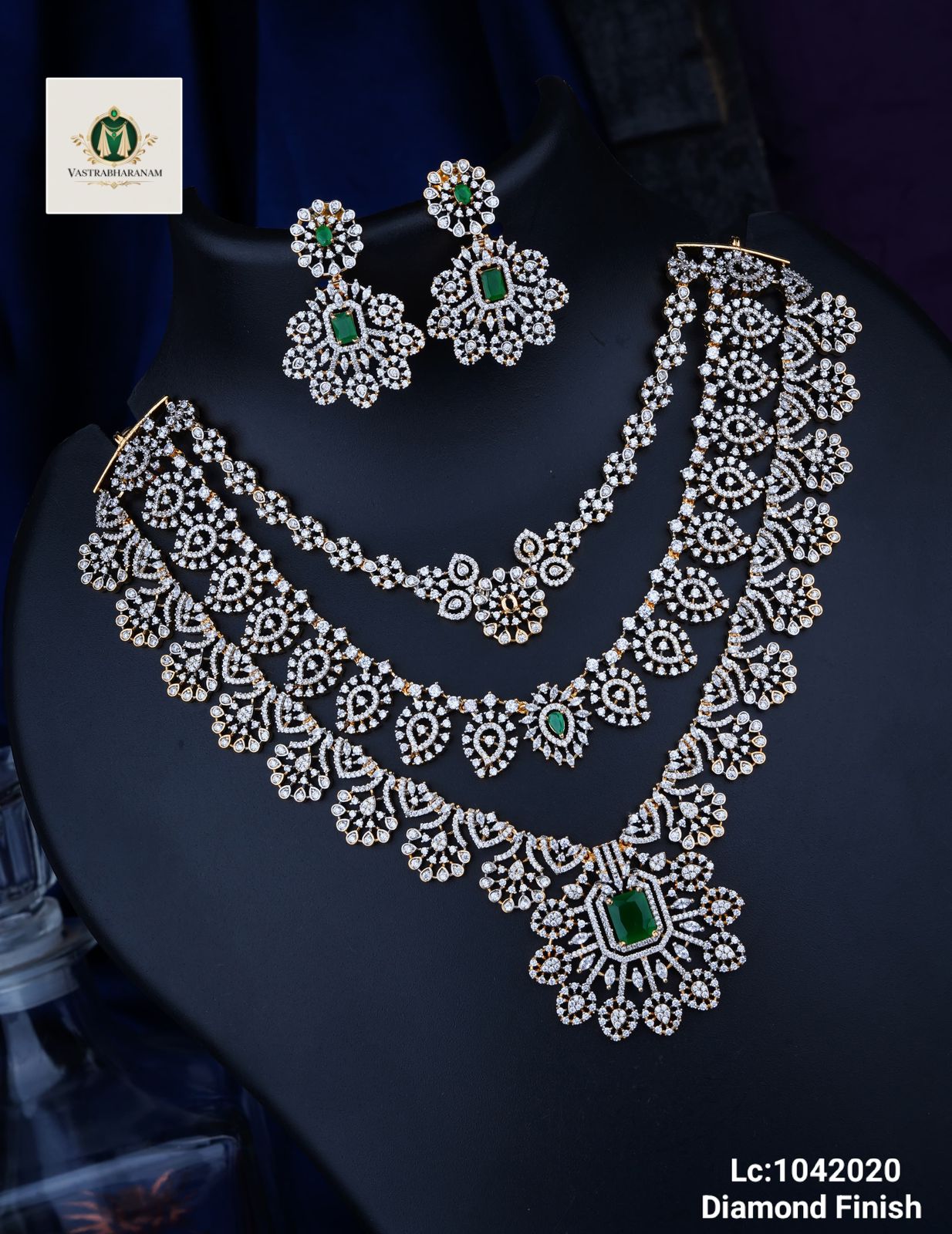 3 layer Bridal diamond necklace