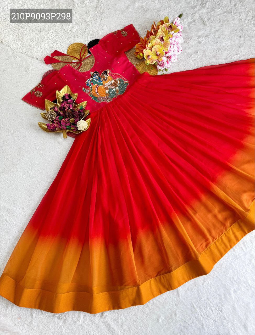 Mirror Embroidered Georgette Dress