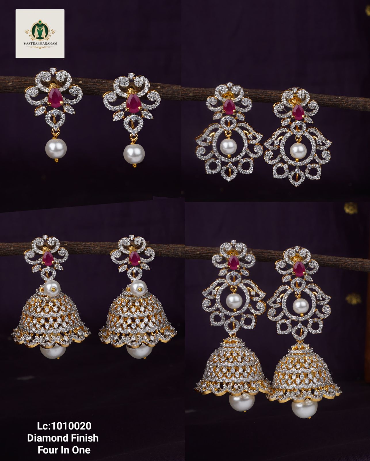 4 in 1 Diamond Earrings