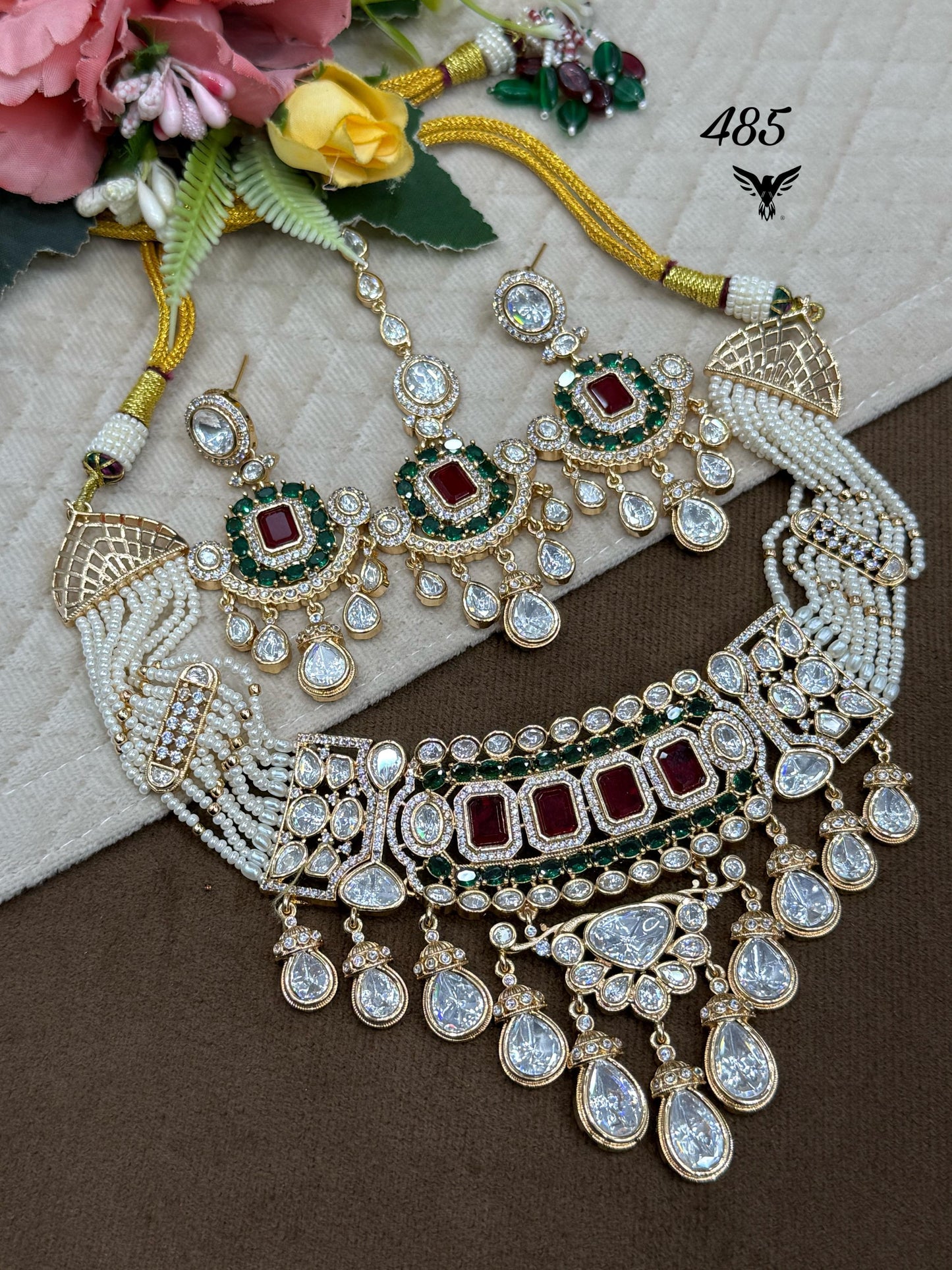 Moissanite Ruby emerald Choker