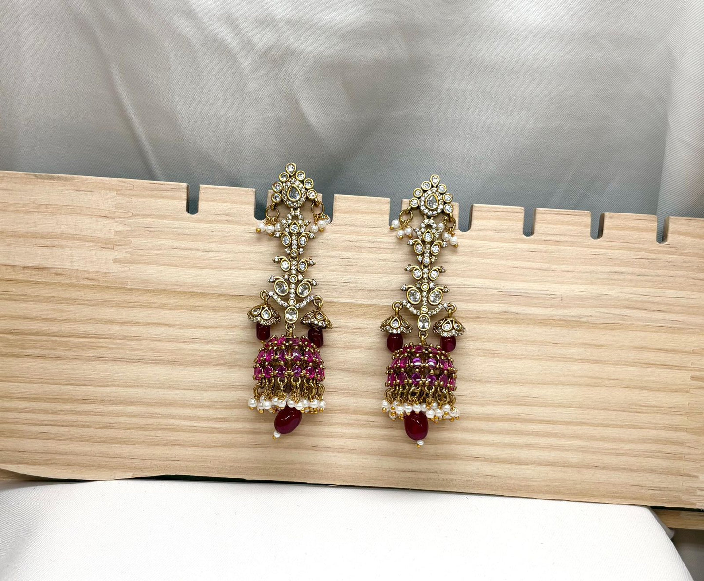 AD Stone Ruby Emerald Jhumkas