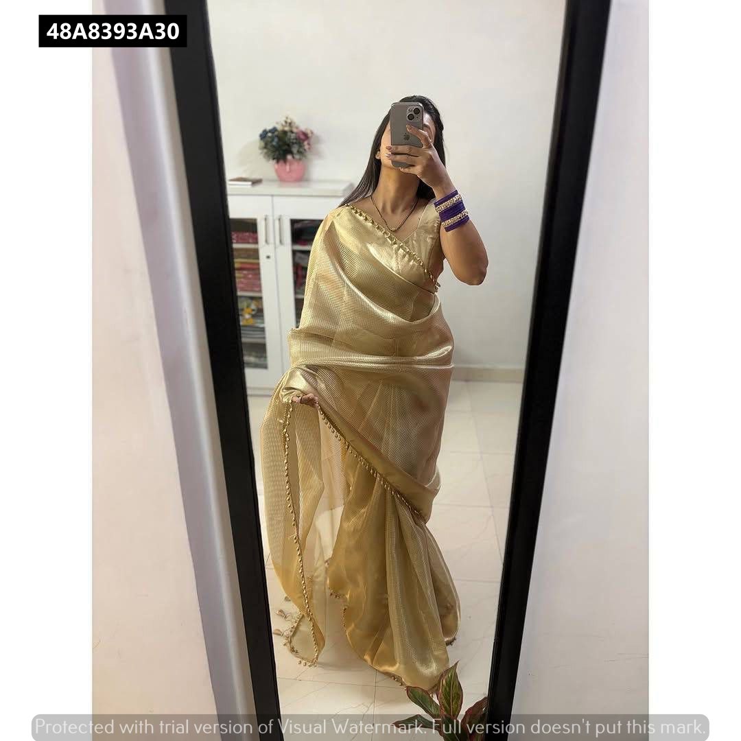 Beautiful Banarsi Handloom Golden Tissue Silk Saree
