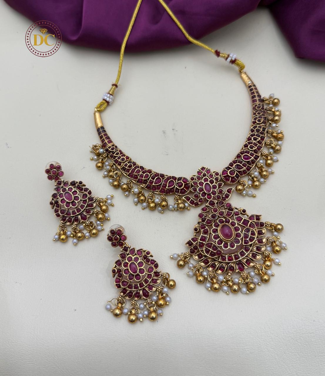 antique necklace with ruby stones