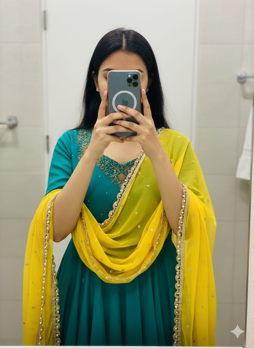 Krishna Handwork Anarkali