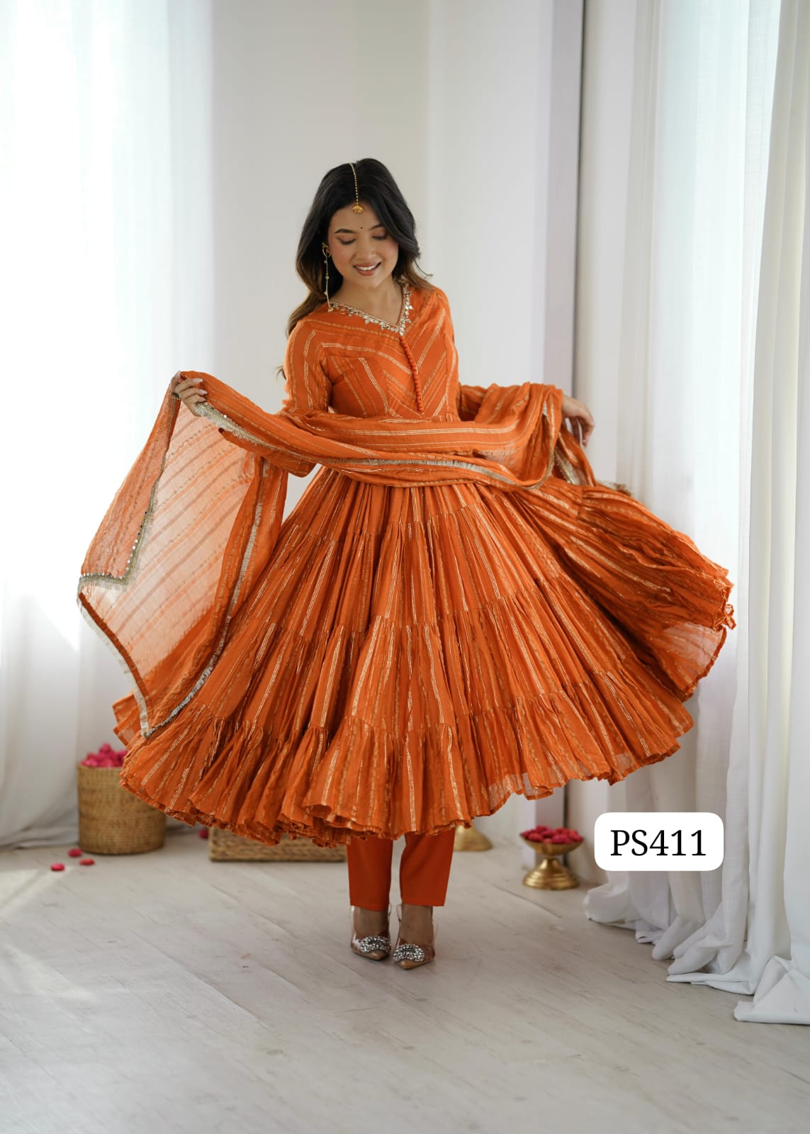 Mul Chanderi Anarkali