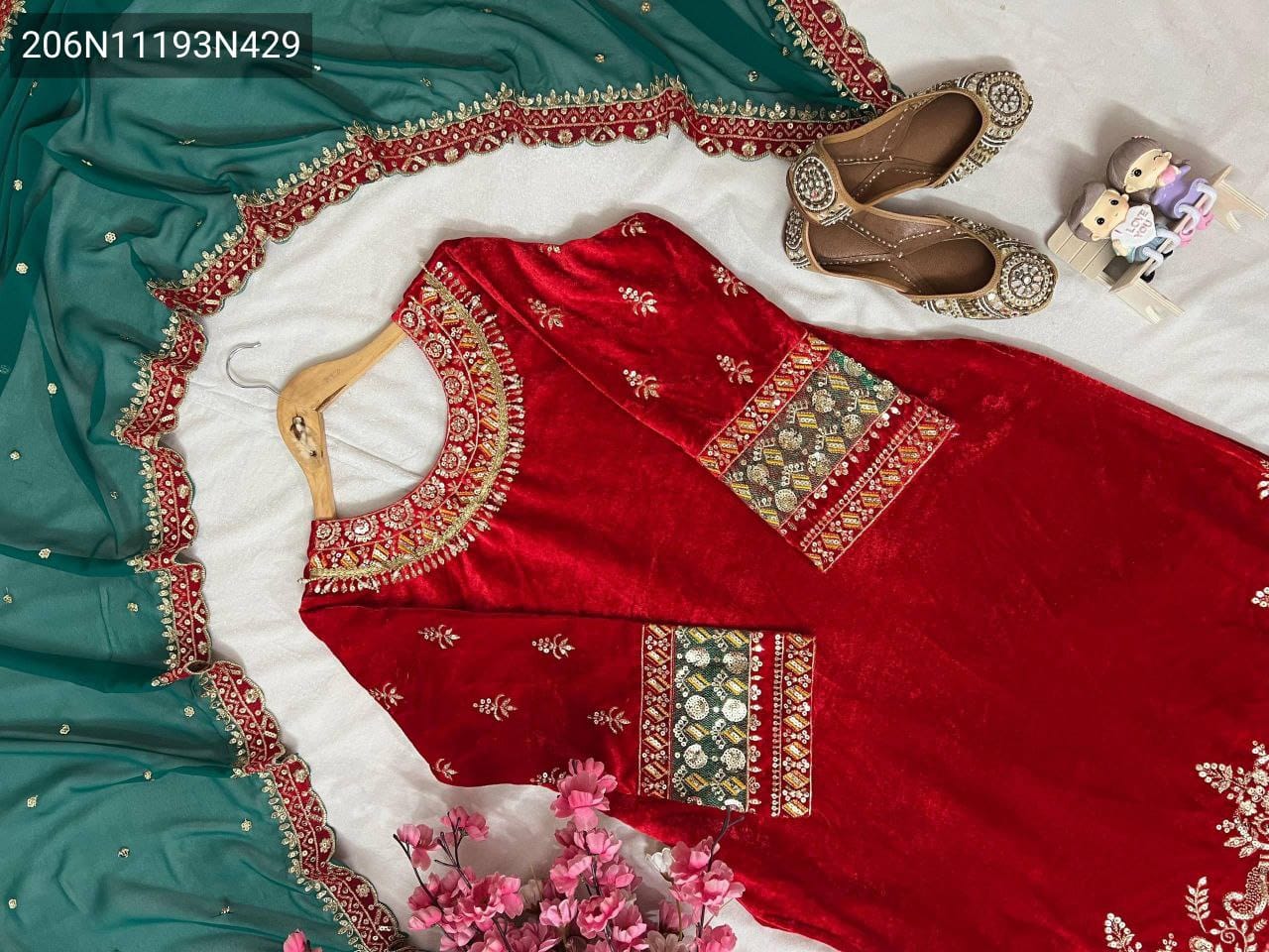 Velvet Kurthi-Palazzo Set