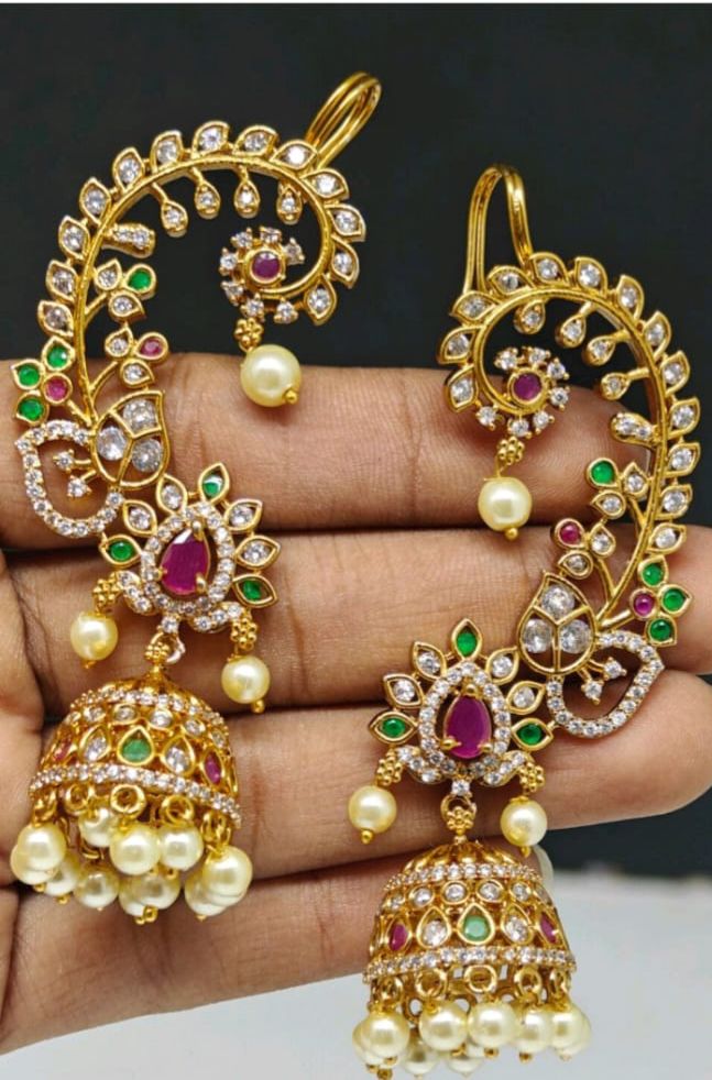 Royal Peacock Pearl Jhumkas
