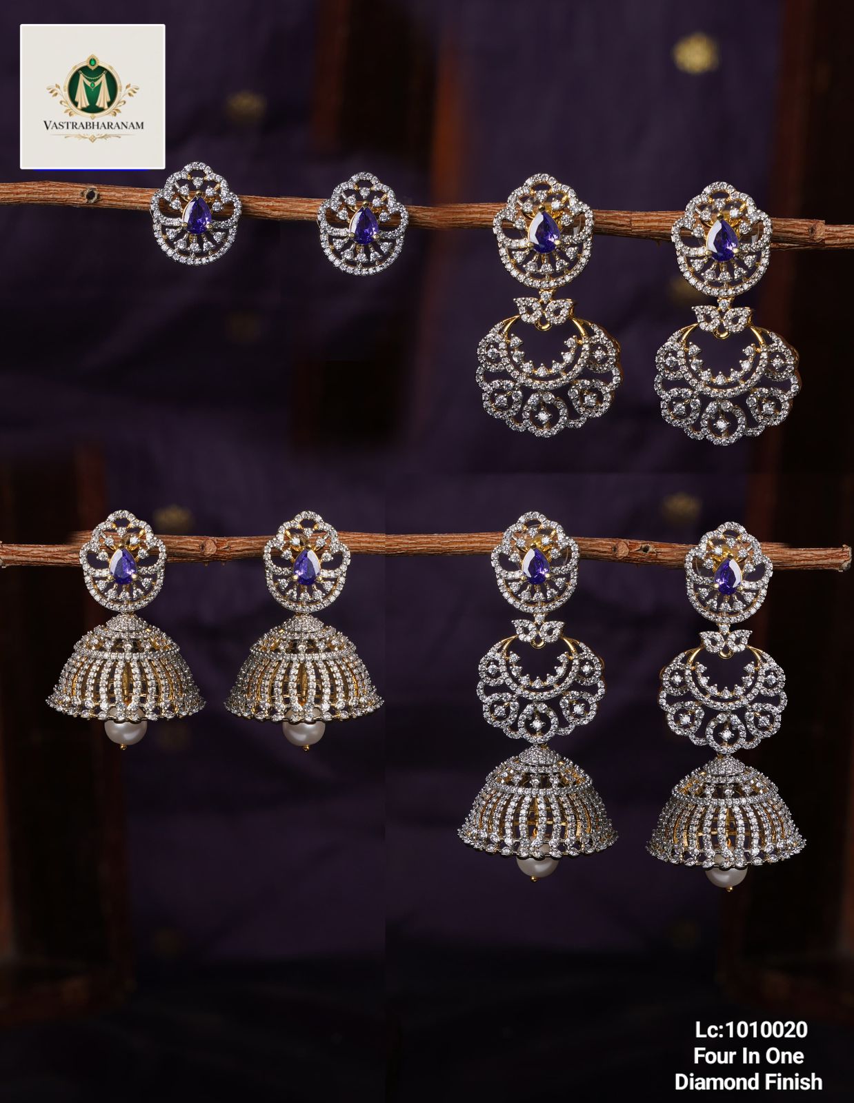 4 in 1 Diamond Earrings