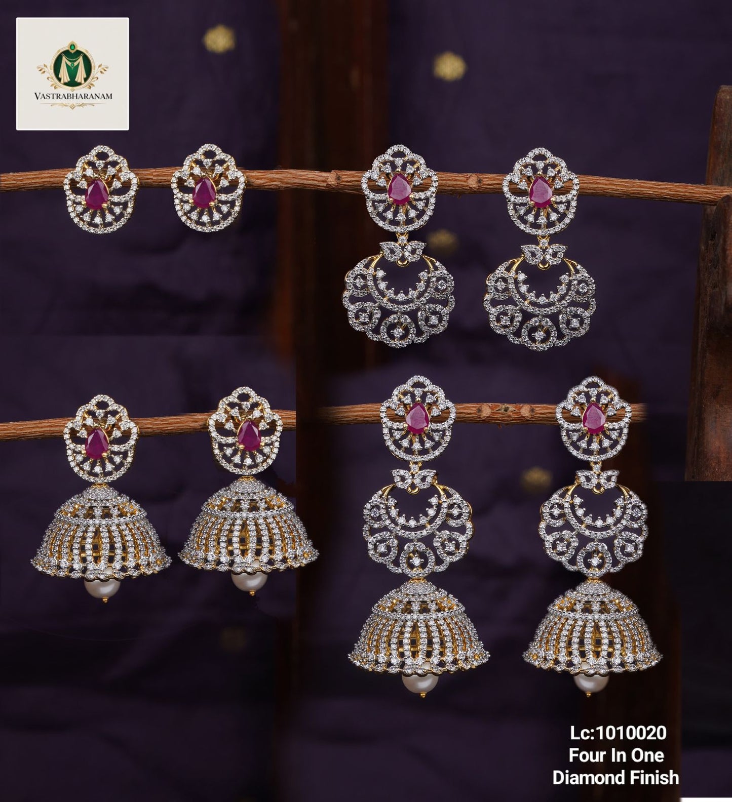 4 in 1 Diamond Earrings