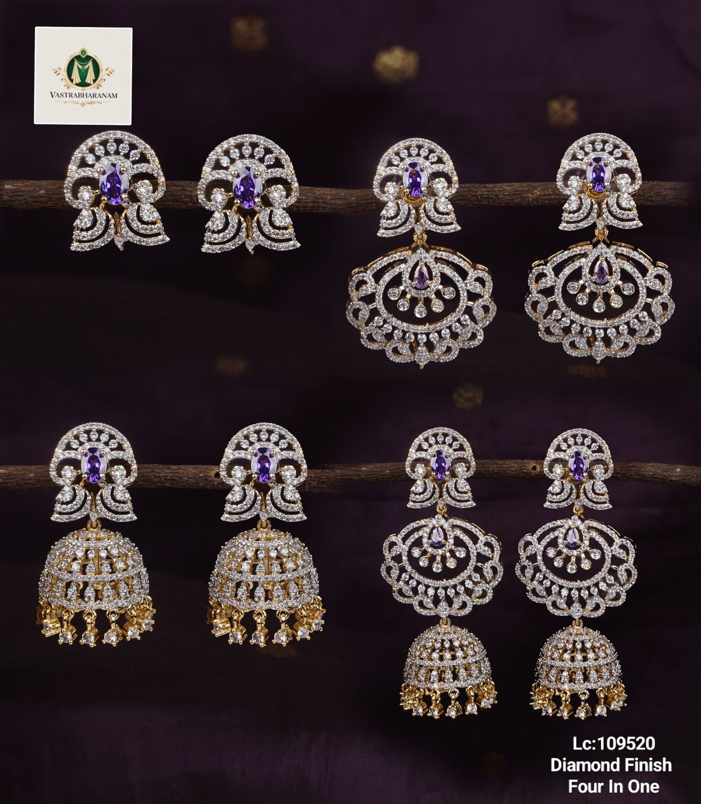 4 in 1 Diamond Earrings