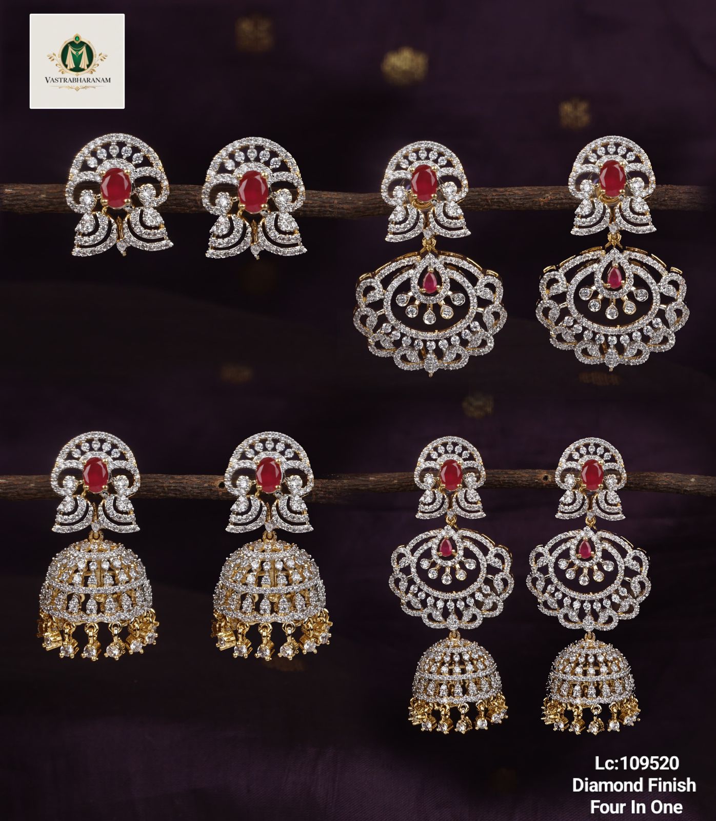 4 in 1 Diamond Earrings