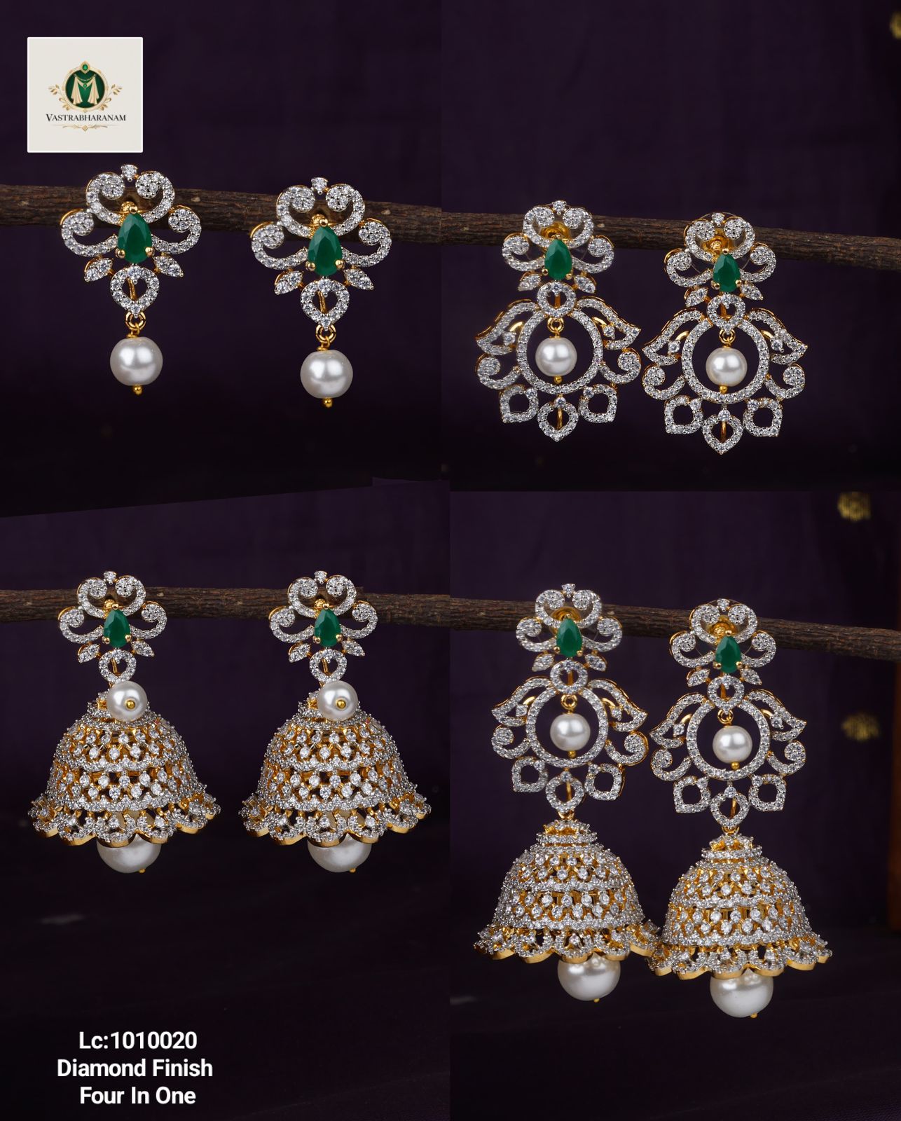 4 in 1 Diamond Earrings