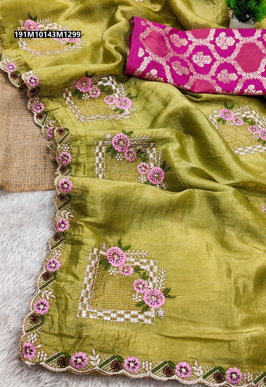 Pure paper silk crush saree