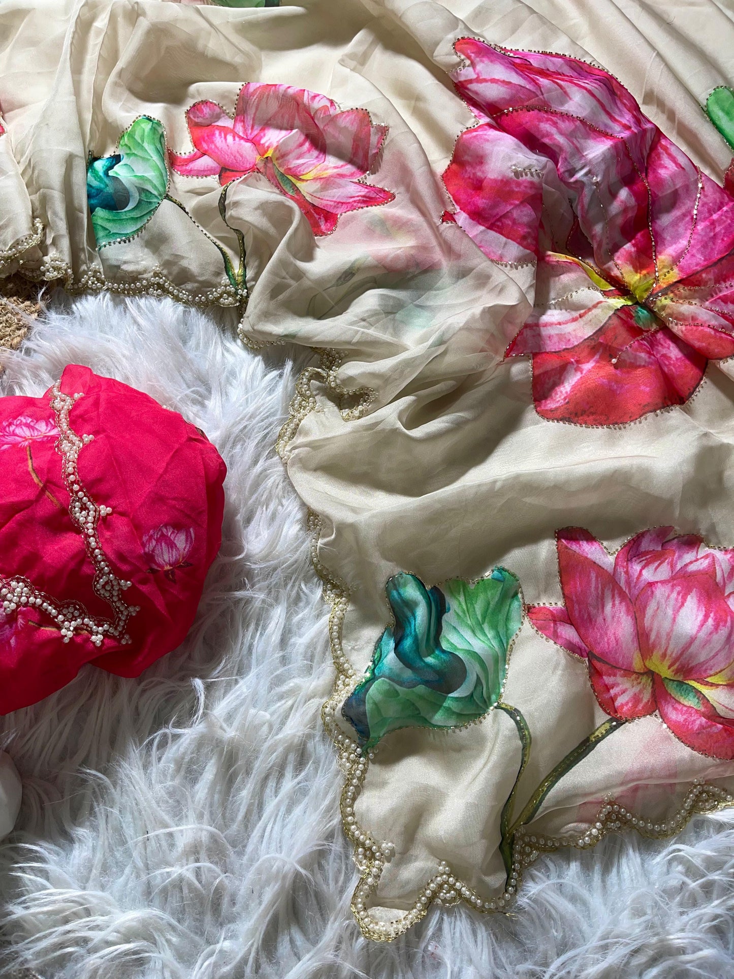 Lotus Tabby silk saree