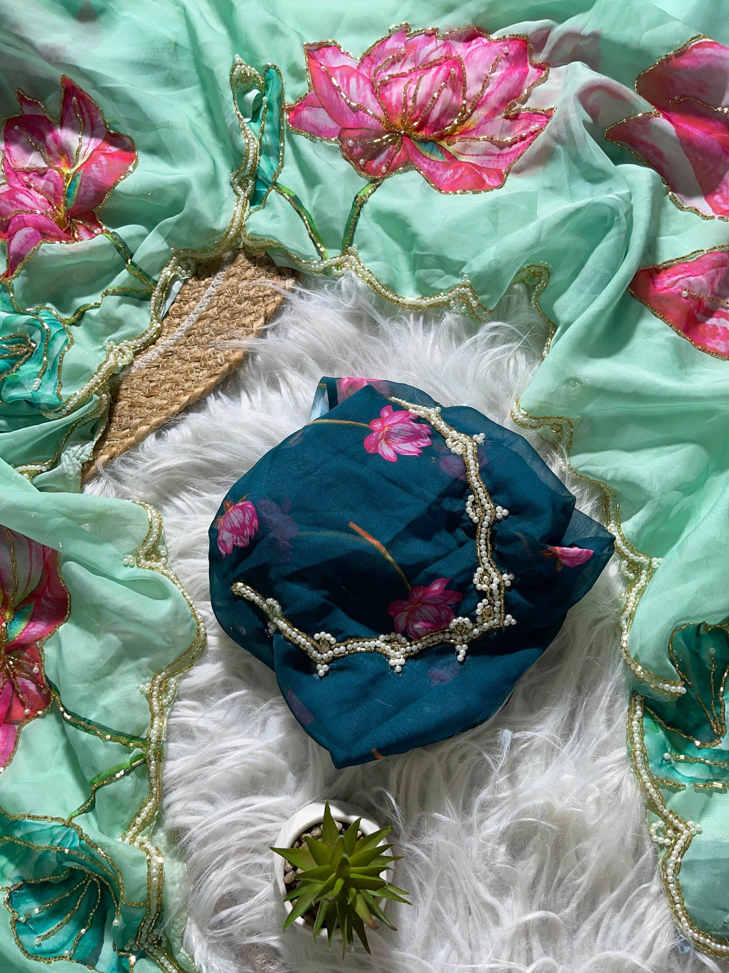 Lotus Tabby silk saree