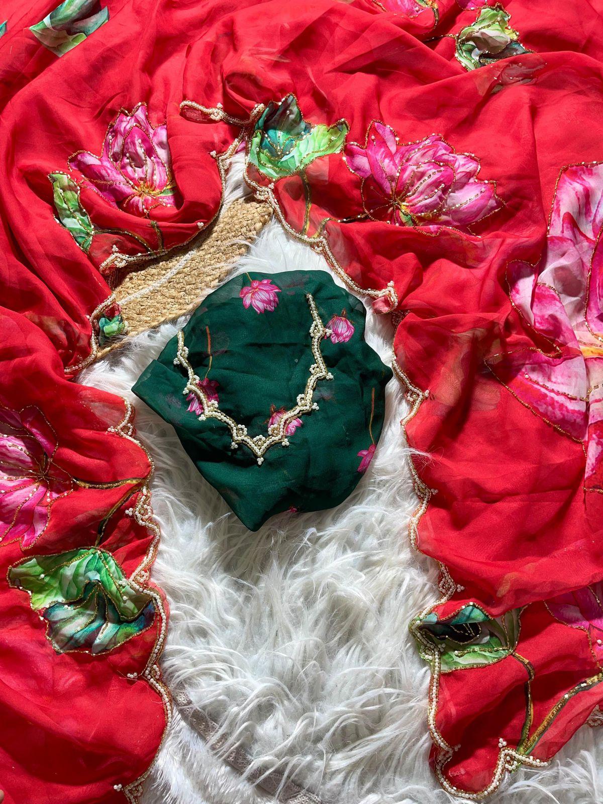 Lotus Tabby silk saree