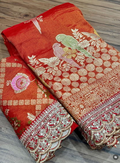 Organza Tissue silk weaving saree