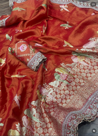 Organza Tissue silk weaving saree