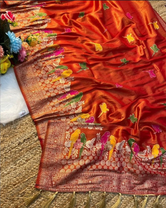 Organza Tissue silk weaving saree