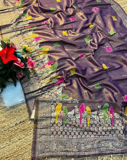 Organza Tissue silk weaving saree