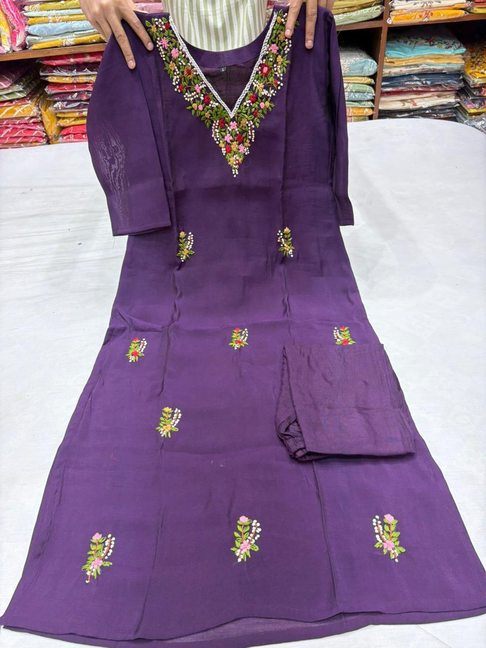 Premium Mul Chanderi Kurthi Set