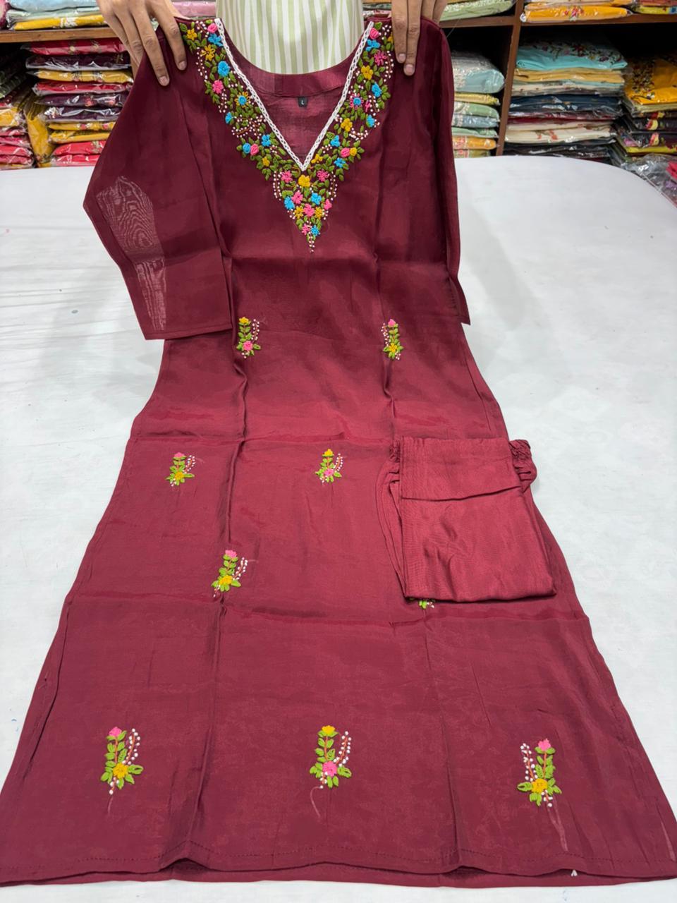 Premium Mul Chanderi Kurthi Set