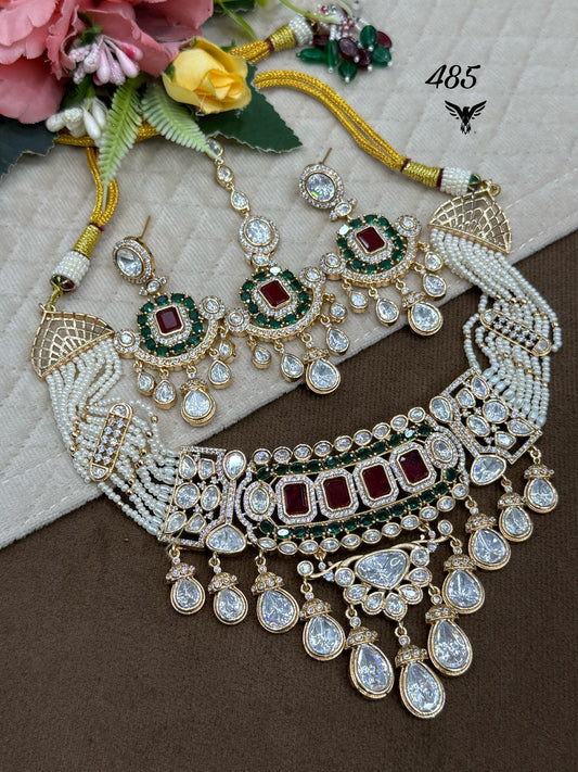 Moissanite Ruby emerald Choker