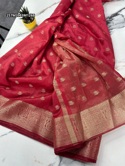 Soft tusser silk chit pallu saree