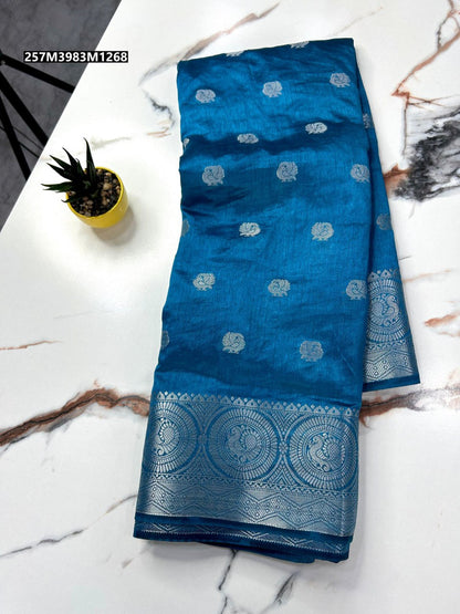 Soft tusser silk chit pallu saree