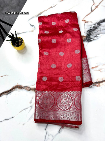 Soft tusser silk chit pallu saree