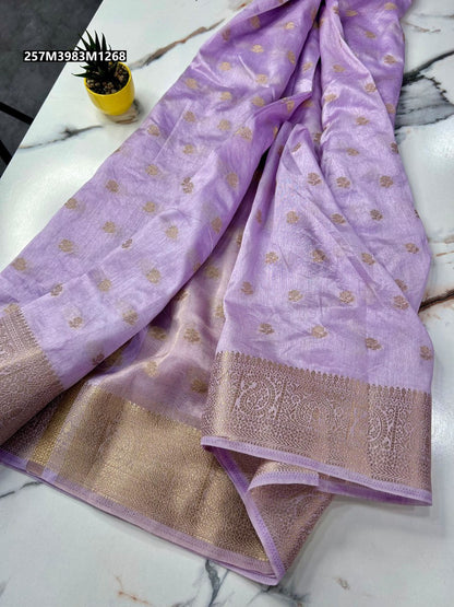Soft tusser silk chit pallu saree