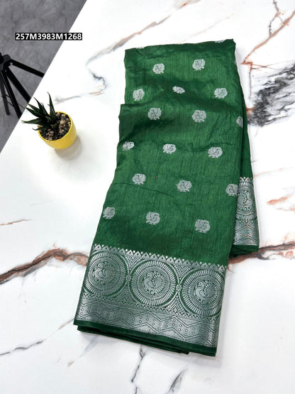 Soft tusser silk chit pallu saree