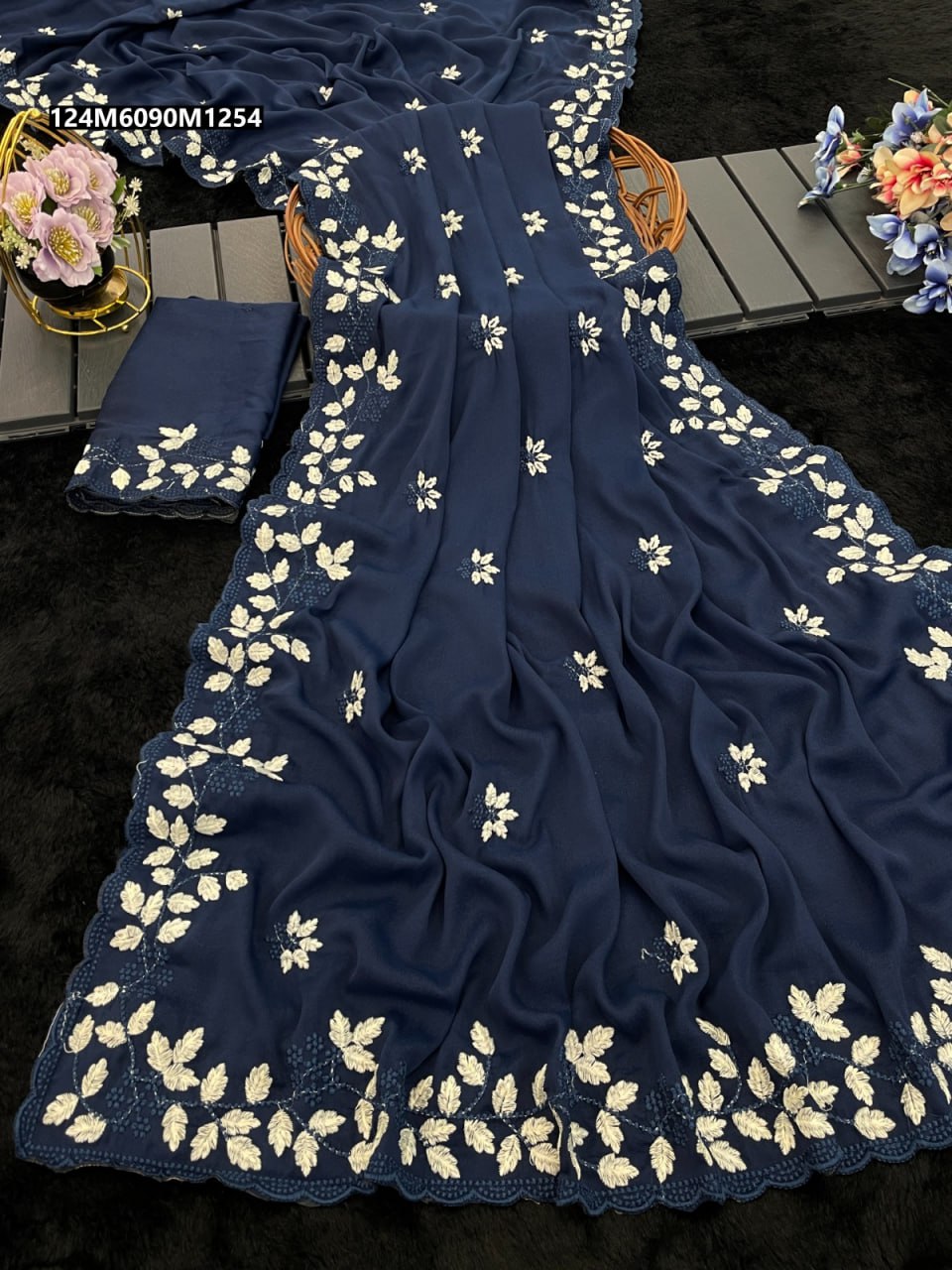 Soft Georgette Leaf designe saree