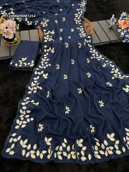 Soft Georgette Leaf designe saree