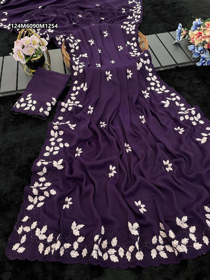 Soft Georgette Leaf designe saree