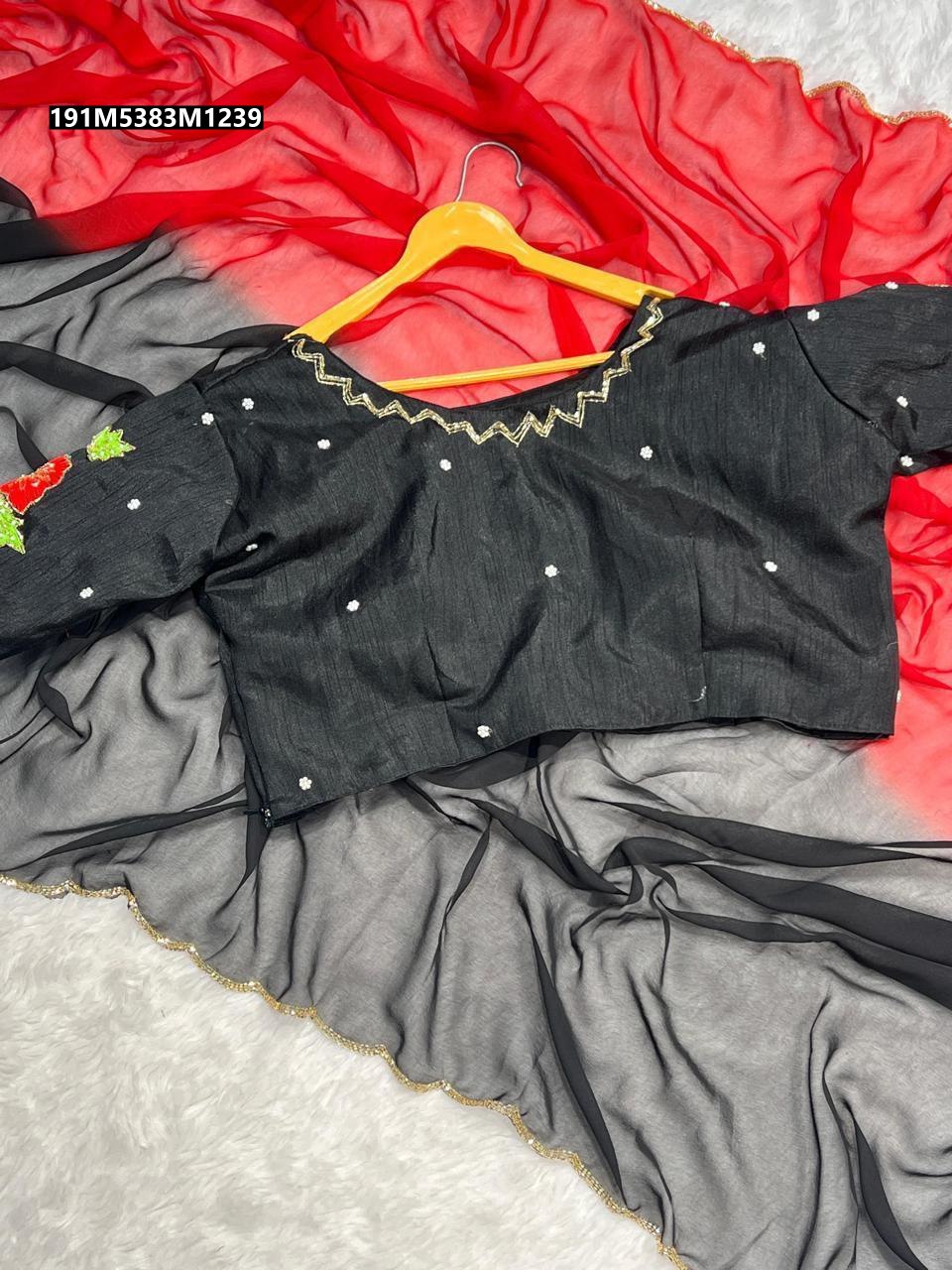 SOFT SHADED GEORGETTE WITH HANDWORK SAREE