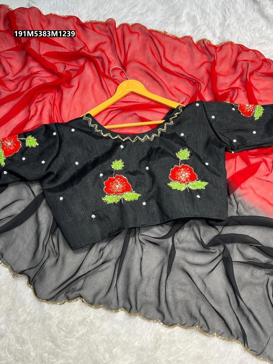 SOFT SHADED GEORGETTE WITH HANDWORK SAREE