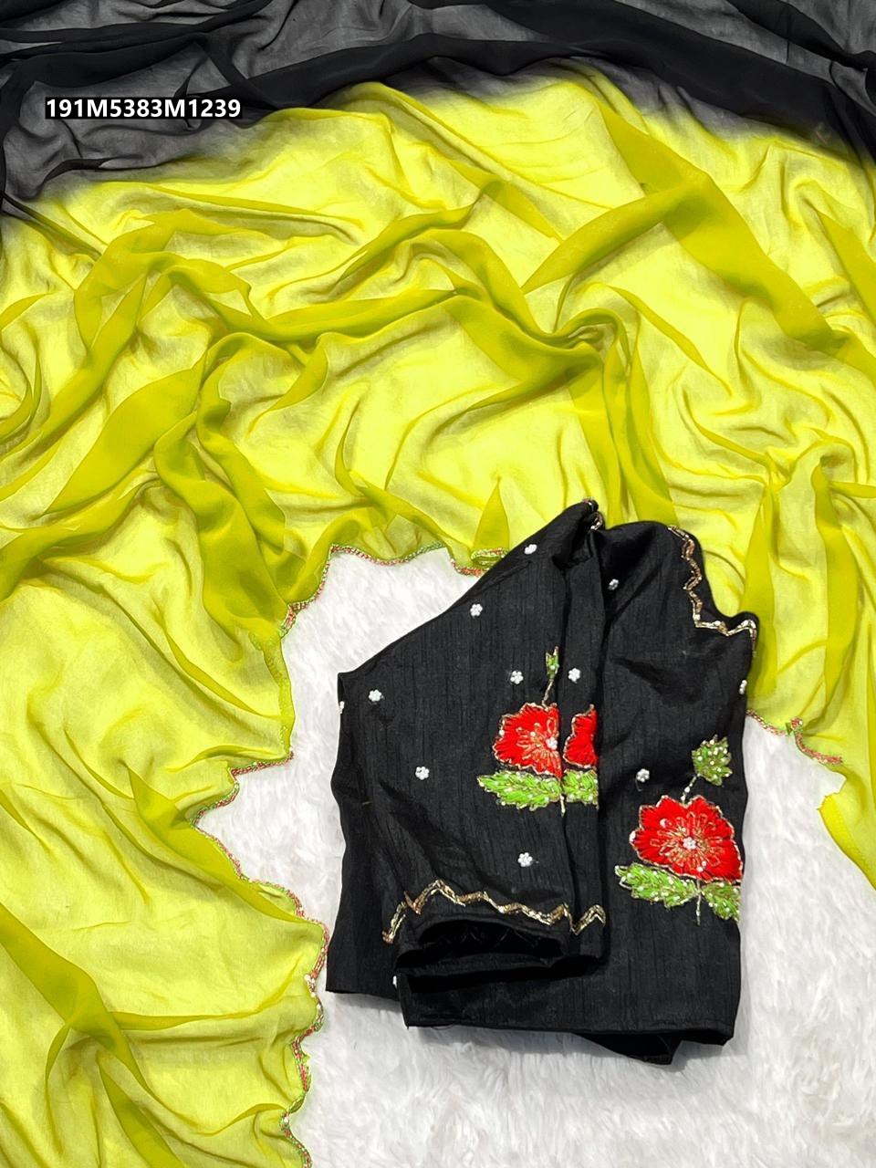 SOFT SHADED GEORGETTE WITH HANDWORK SAREE