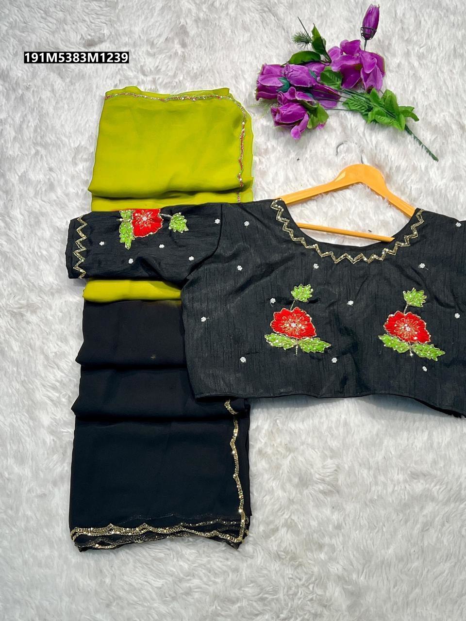 SOFT SHADED GEORGETTE WITH HANDWORK SAREE