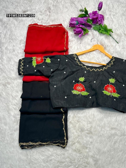 SOFT SHADED GEORGETTE WITH HANDWORK SAREE