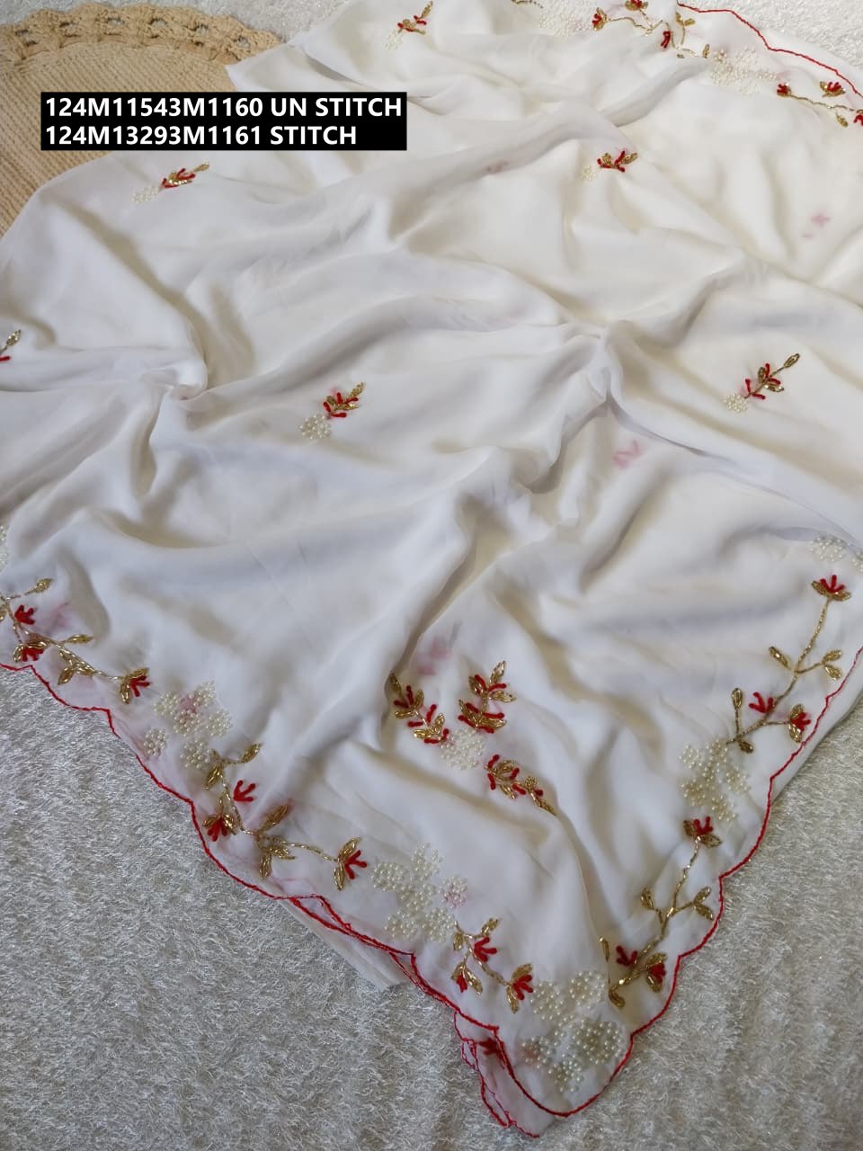 Premium Georgette blooming saree with beautiful handwork