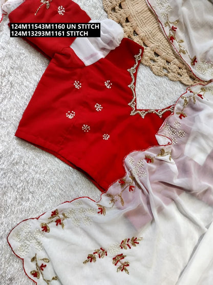 Premium Georgette blooming saree with beautiful handwork