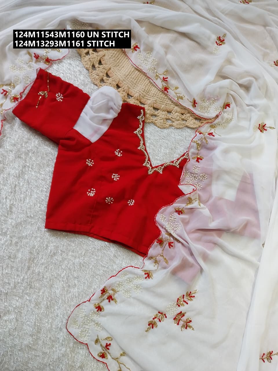 Premium Georgette blooming saree with beautiful handwork