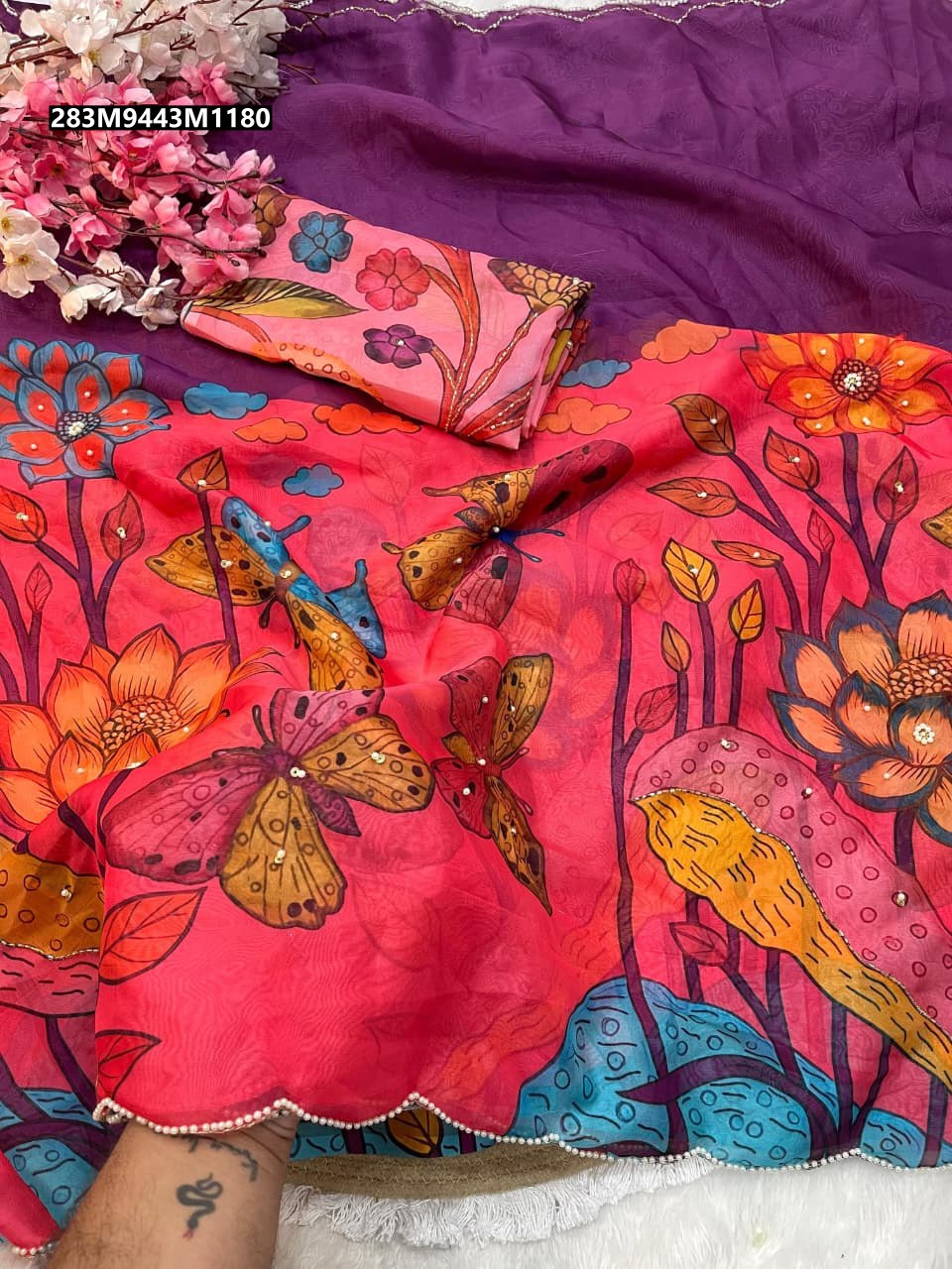 Butterfly Tabby Silk saree