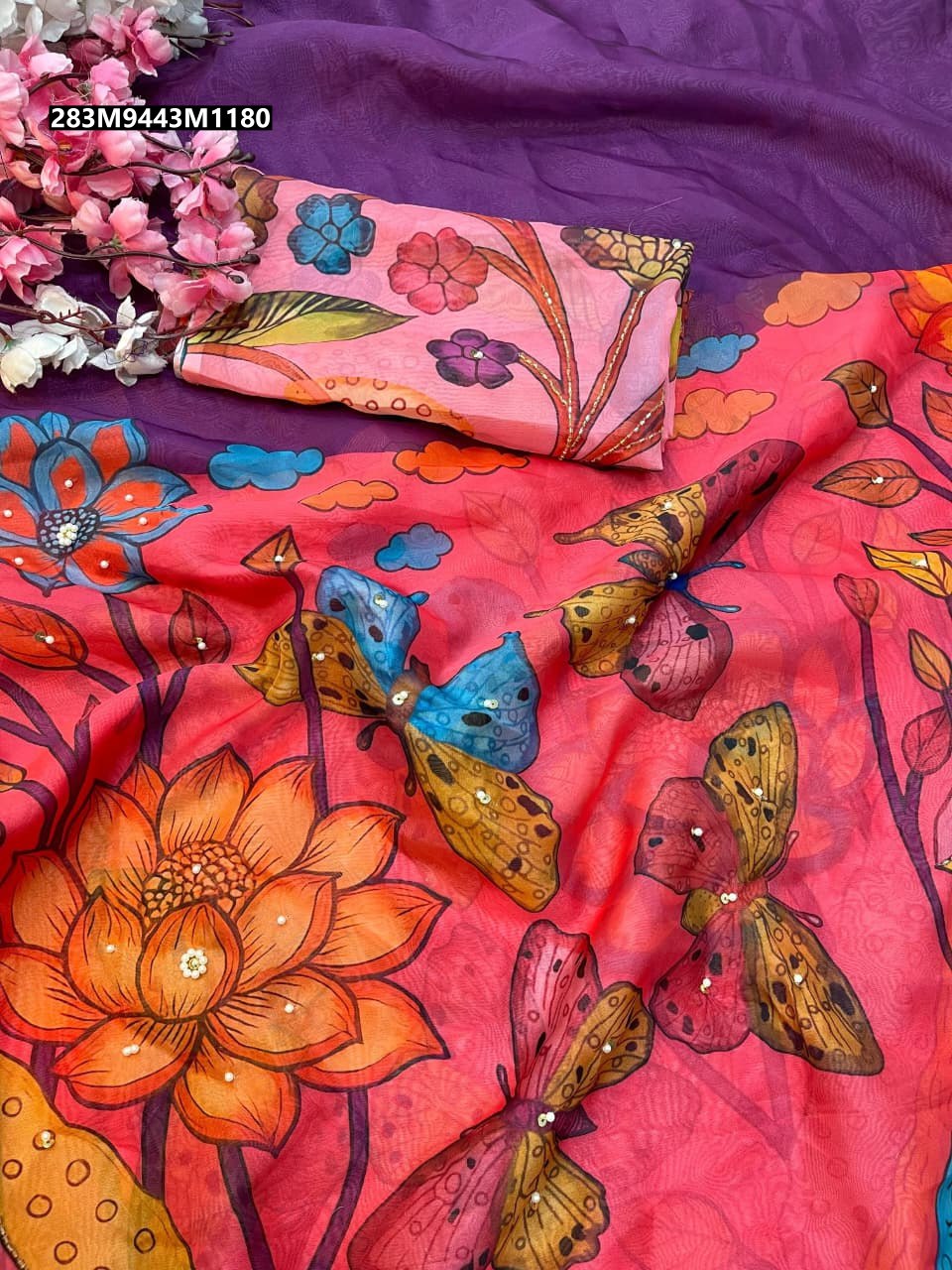 Butterfly Tabby Silk saree