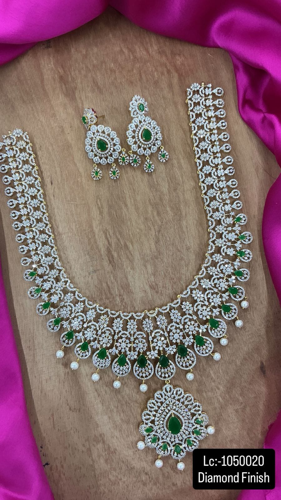 Diamond Finish Bridal Haram With Detachable Locket