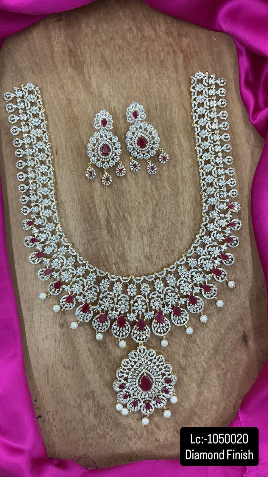 Diamond Finish Bridal Haram With Detachable Locket