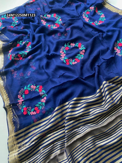 Viscose Georgette Embroidered Saree