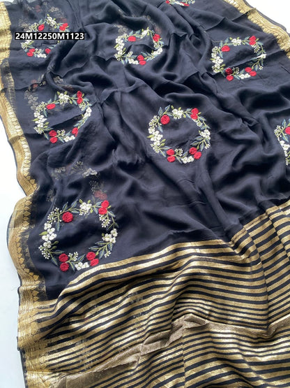 Viscose Georgette Embroidered Saree