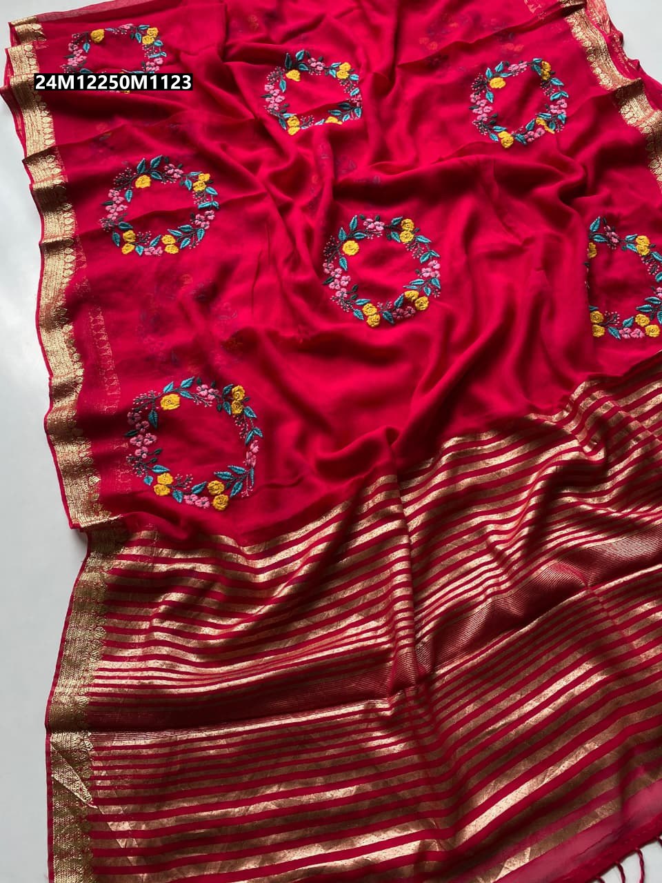 Viscose Georgette Embroidered Saree